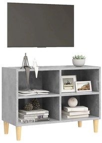 Móvel de TV pernas de madeira 69,5x30x50 cm cinzento cimento