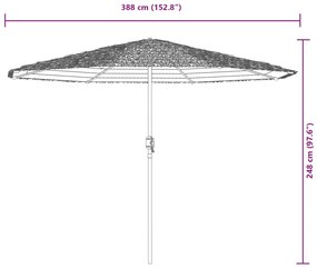 Guarda-sol de jardim com poste de aço 388x388x248 cm branco