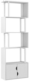 HOMCOM Estante de 5 Níveis em Forma de S Estante de Livros com 5 Prateleiras e 2 Portas 60x23,8x179,2 cm Branco | Aosom Portugal