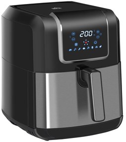 HOMCOM Fritadeira sem Óleo 6,5L 1700W Fritadeira de Ar Quente com 8 Programas Tela LED Tátil Temperatura Ajustável Temporizador e Cesta Antiaderente 36,5x29x33,8cm Preto