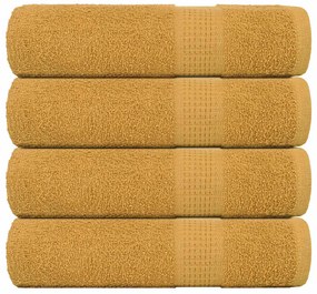 vidaXL Toalhas de mãos 4 pcs 50x100 cm 360 gsm 100% algodão ouro