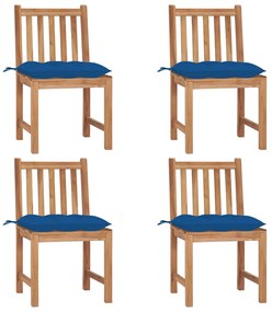 Cadeiras de jardim c/ almofadões 4 pcs madeira de teca maciça