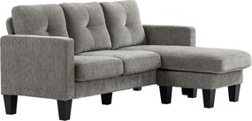 Sofá Chaise Longue Sofá em Forma de L Estofado em Poliéster Sofá de Canto Reversível 186x130x84 cm Castanho Acizentado
