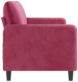 Sofá de 3 lugares veludo 180 cm vermelho tinto