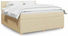 vidaXL Cama com molas/colchão 180x200 cm tecido cor creme