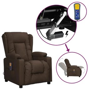 Poltrona de massagens elevatória couro artificial castanho