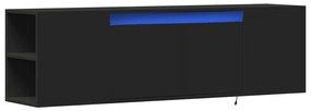 Móvel de parede para TV com luzes LED 135x31x39,5 cm preto