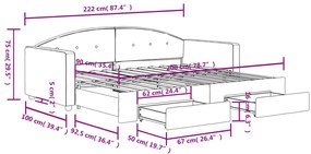 Sofá-cama com gavetão e gavetas 90x200 cm veludo preto