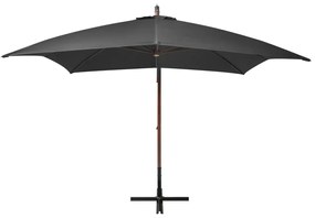 Guarda-sol de jardim suspenso c/ poste abeto maciço antracite