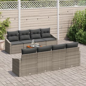 Conjunto de Sofá de Jardim com Almofadas Cinza de Rattan PE