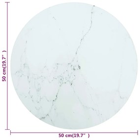 Tampo mesa Ø50x0,8 cm vidro temperado design mármore branco