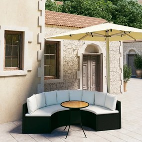 vidaXL 5 pcs conjunto sofás de jardim c/ almofadões vime PE preto
