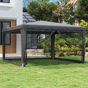 vidaXL Tenda festas c/ 4 paredes laterais em rede 4x4 m PEAD antracite