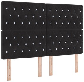 Cama Box com Colchão e Banco Preto 140x200 cm Veludo