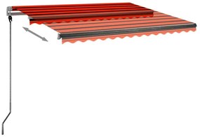 Toldo autom. LED e sensor de vento 300x250 cm laranja/castanho