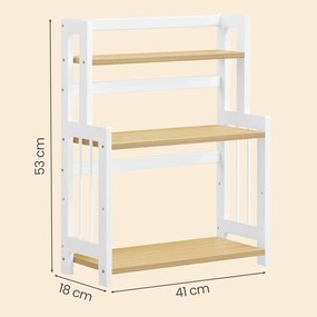 Suporte para especiarias em bambu para cozinha 18 x 41 x 53 cm , prateleira de arrumação com 3 níveis tom de carvalho natural