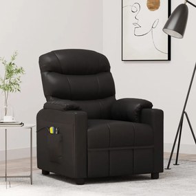 vidaXL Poltrona de massagens elétrica couro artificial preto