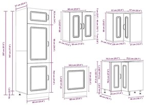 14 peças armário de cozinha conjunto Kalmar carvalho castanho