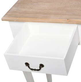 Mesa de console auxiliar com design retrô com 2 gavetas Pinho 87x34x78,5 cm Branco