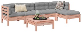 6 pcs conj. sofás jardim c/ almofadões madeira abeto-de-douglas