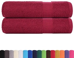 Toalhas de banho 2pcs 70x140 cm 360 gsm 100% algodão bordéus