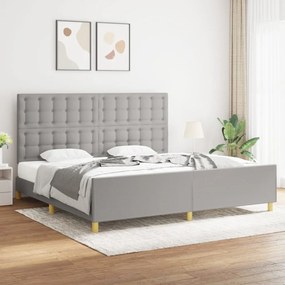 Estrutura de cama sem colchão 200x200 cm tecido cinzento-claro