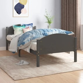 vidaXL Estrutura de cama 90x200 cm madeira pinho maciço cinza-escuro