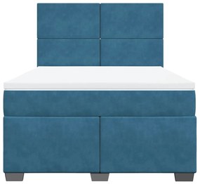 Cama com molas/colchão 140x200 cm veludo azul