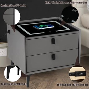 Mesa de Cabeceira Lux Inteligente com Carregador Wireless e Luz LED –