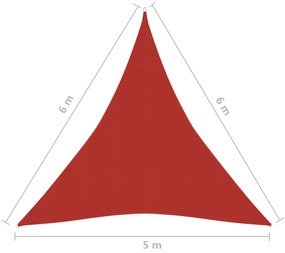 Para-sol estilo vela 160 g/m² 5x6x6 m PEAD vermelho