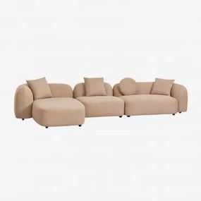 Sofá Modular Chaise Longue Esquerdo De 3 Peças Em Chenille Coco Chenille Grossa Castanho Latte - Sklum