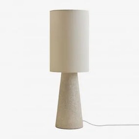 Lâmpada De Mesa Em Linho E Fibra De Vidro Loana Branco Quebrado - Sklum