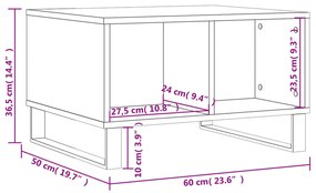 Mesa de centro 60x50x36,5 cm derivados de madeira cinza cimento