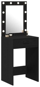Mesa de Maquilhagem com Luzes LED Carvalho Preto 50x41x135 cm