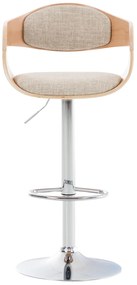 Banco de bar Kingston em tecido e com estrutura cromada 50 x 88-102 x 48 cm Creme + Cor Natural