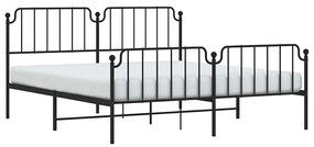 Estrutura de cama com cabeceira e pés 183x213 cm metal preto