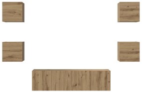 Conjunto de móvel de TV com prateleira 6 pcs carvalho artisiano
