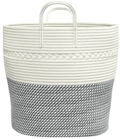 Cesto de arrumação Ø43x38 cm algodão cinzento e branco