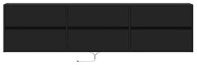 Móvel de parede para TV com luzes LED 180x31x45 cm preto