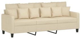 3 pcs conjunto de sofás com almofadões tecido cor creme