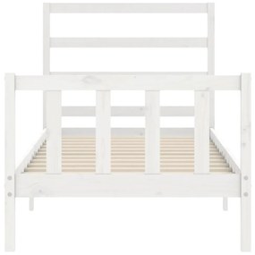 Estrutura de cama com cabeceira 90x190 cm madeira maciça branco