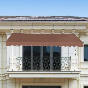 Toldo 350 x 125 cm Exterior telescópico Altura Ajustável 2-3 m com Manivela e Resistente às Intempéries Toldo Manual para Jardim e Varanda Castanho