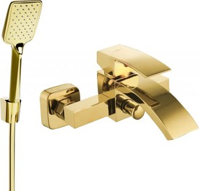 Mexen Libra R62 bateria de banheira com conjunto de chuveiro, dourada - 74513R62-50