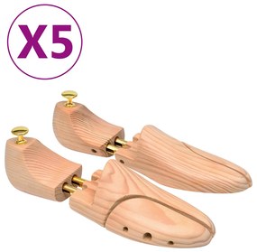 vidaXL Árvores para Sapatos 5 pcs Castanho 30,5 x 10 x 8 cm