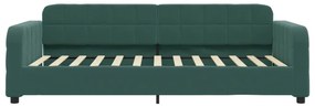 Sofá-cama com gavetão 80x200 cm veludo verde-escuro