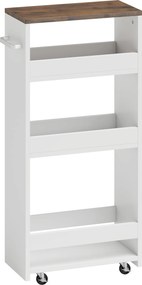 HOMCOM Carrinho de Cozinha Estreito de 3 Níveis com Rodas para Espaços Reduzidos, Sala de Jantar ou Sala, Branco | Aosom Portugal
