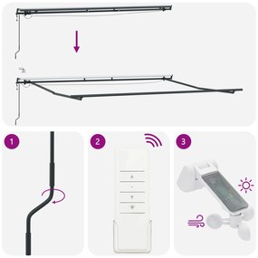 Toldo Retrátil Automático com LED Branco 500x300 cm, Tecido de Substit