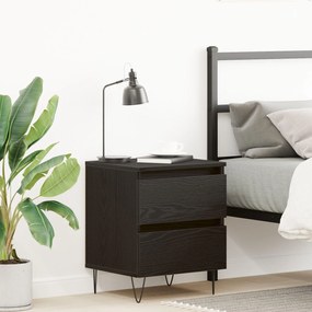 Mesa de cabeceira vidaXL Preto Carvalho 40x35x50 cm Madeira de engenha