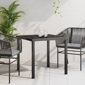 Mesa de Jardim vidaXL Preta 80x80x73 cm com Vidro Temperado
