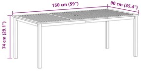 Conjunto de Jantar de Jardim 9 pcs Preto 200 x 100 x 74 cm